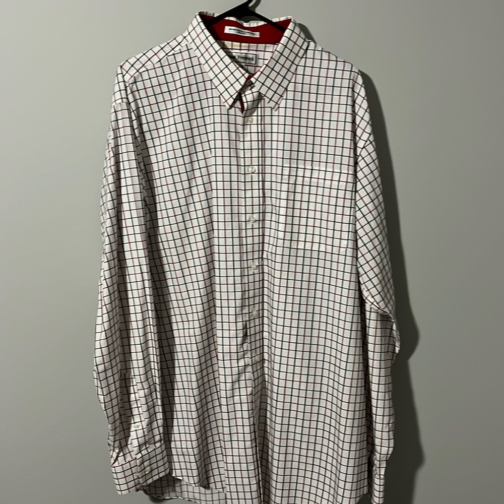 Paul Fredrick Non-Iron Two-Ply Cotton Dobby shirt. White black & red check 18